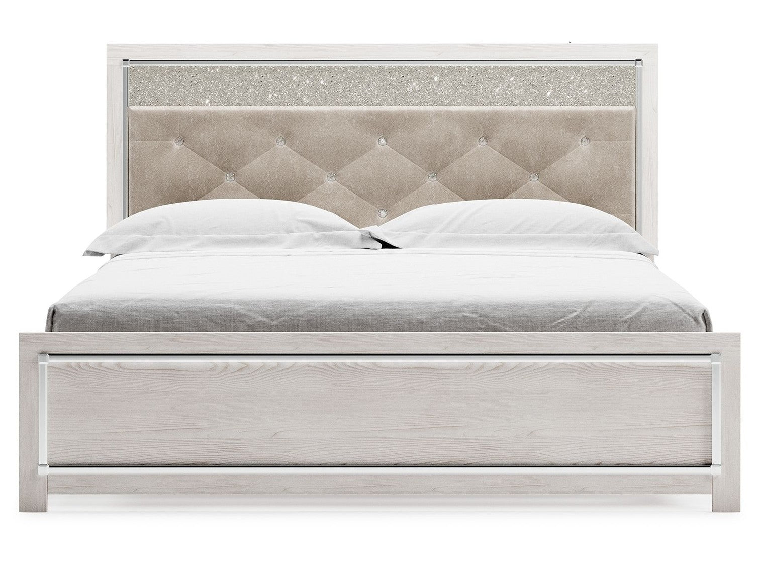 Altyra - King Panel Bed With Upholstered Headboard - White