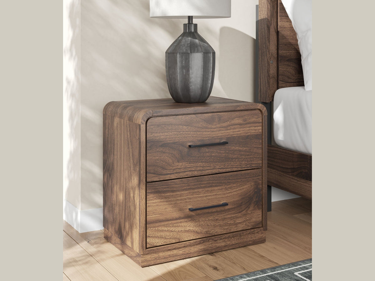 Fortlorn - Two Drawer Night Stand - Walnut Brown