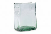 The Taylow clear glass vase with a wavy design on a white background.