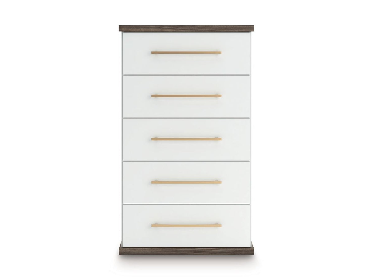 Kendanport - Five Drawer Chest - Brown / White