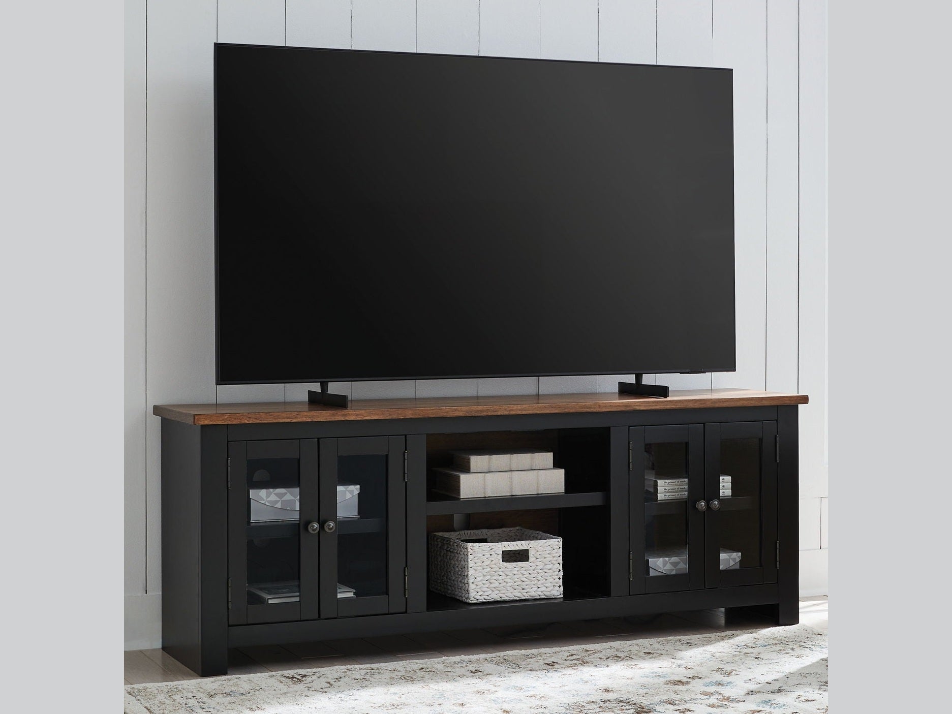 Wildenauer - XL TV Stand With Fireplace Option - Brown / Black