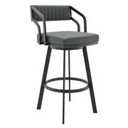 Scranton - 26" Swivel Modern Metal And Faux Leather Barstool - Slate Gray / Black