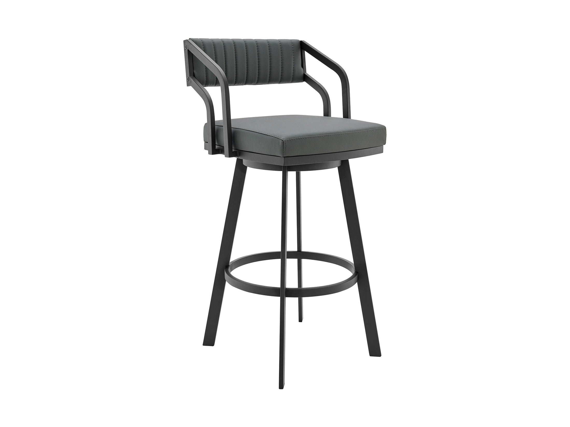 Scranton - 26" Swivel Modern Metal And Faux Leather Barstool - Slate Gray / Black