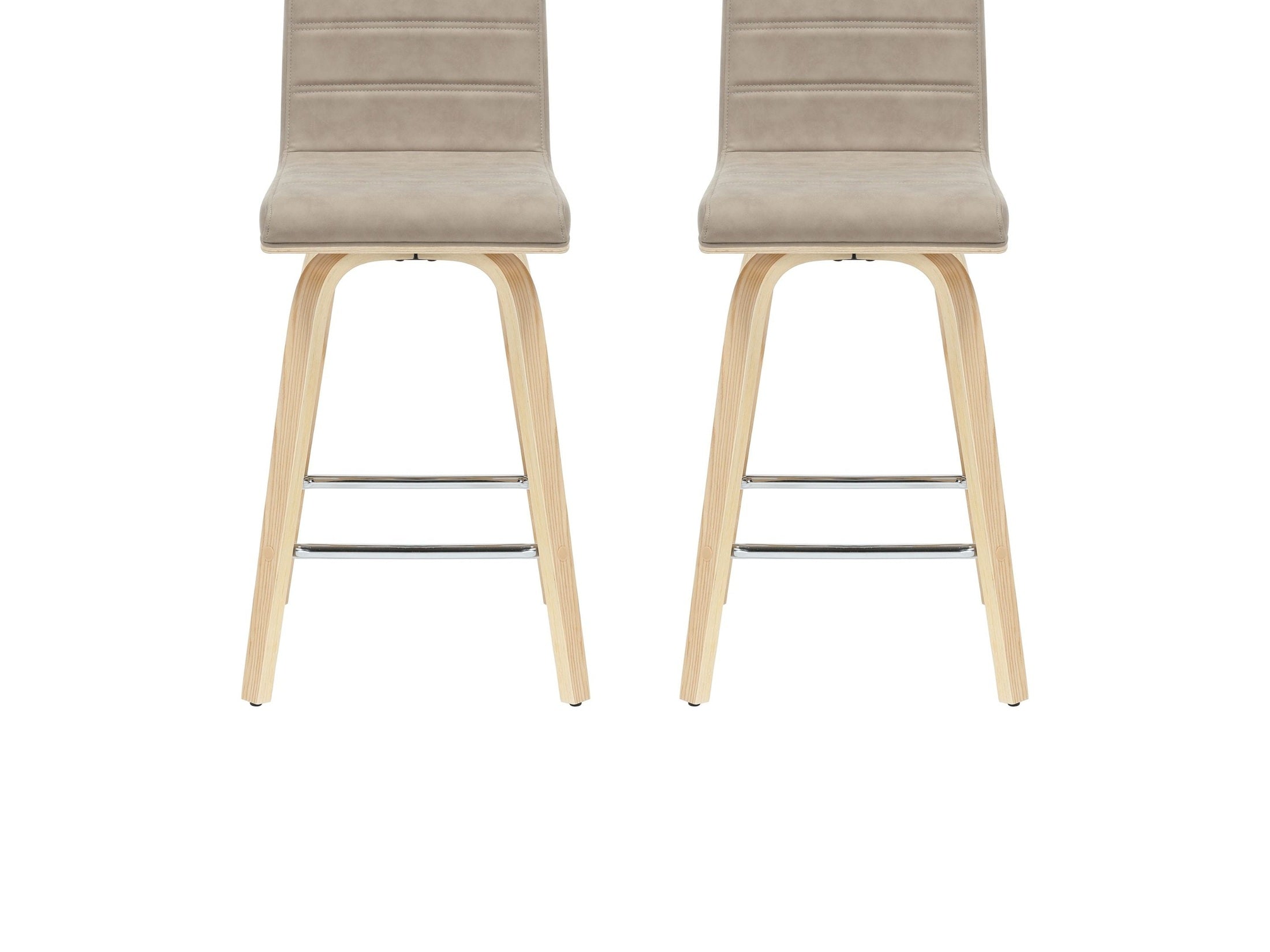 Vienna - 35.5" Swivel Counter Height Square Back Wood Bar Stool With Faux Leather Seat