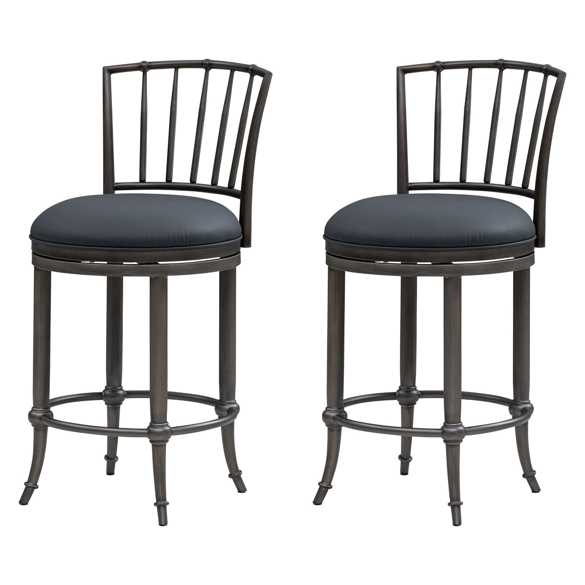 Vince - Commercial Grade Steel Frame Faux Leather Upholstered Swivel Counter Height Barstool