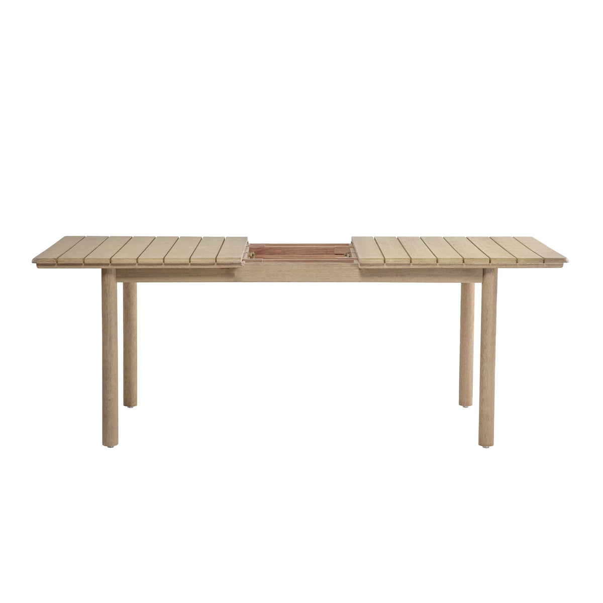 Balmor - 79" Rectangular Extendable Outdoor Dining Table, Seats 6 - Wire-Brushed Natural Eucalyptus