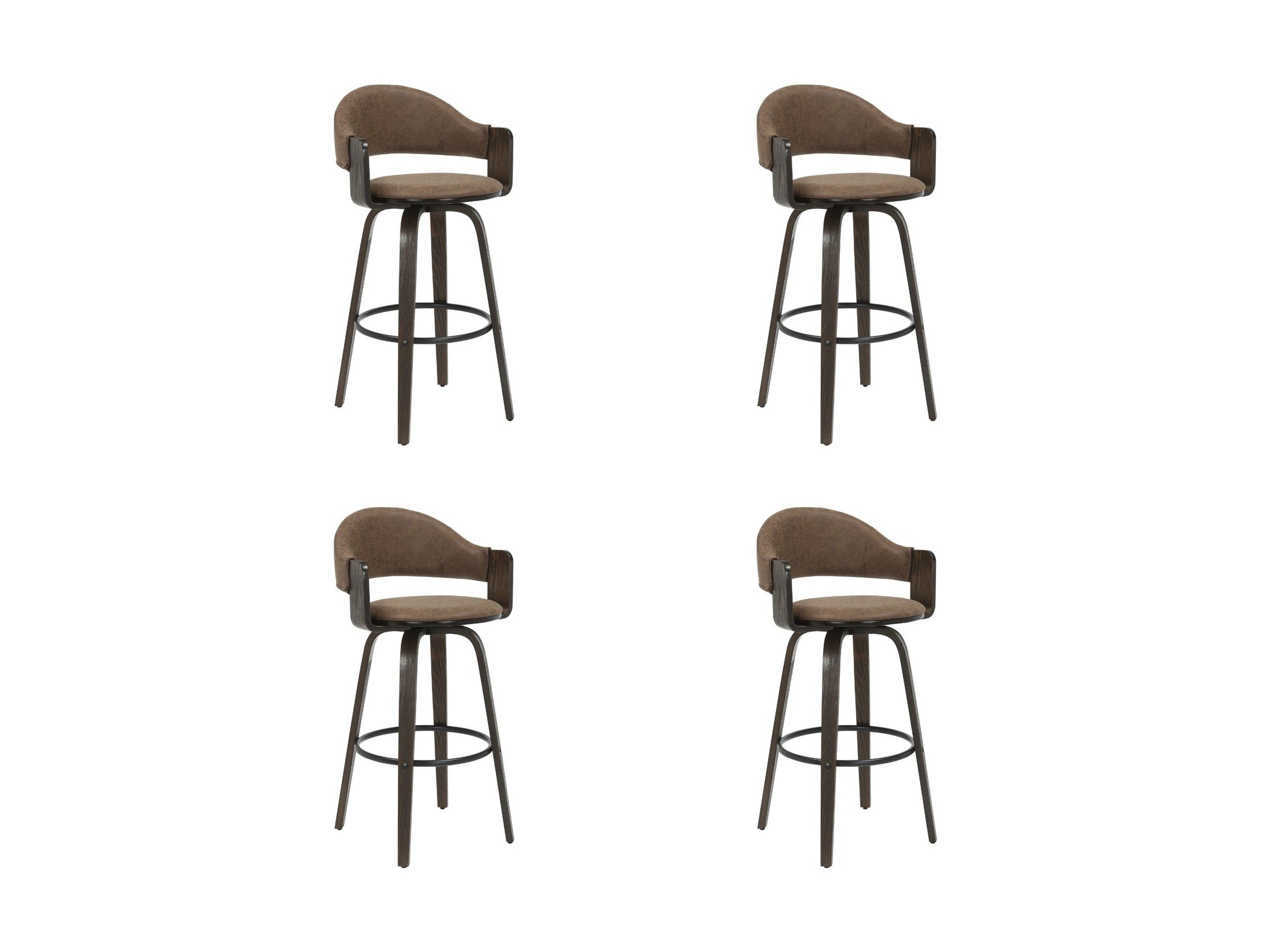 Daxton - Swivel Bar Height Round Back Wood Bar Stool With Faux Leather Seat
