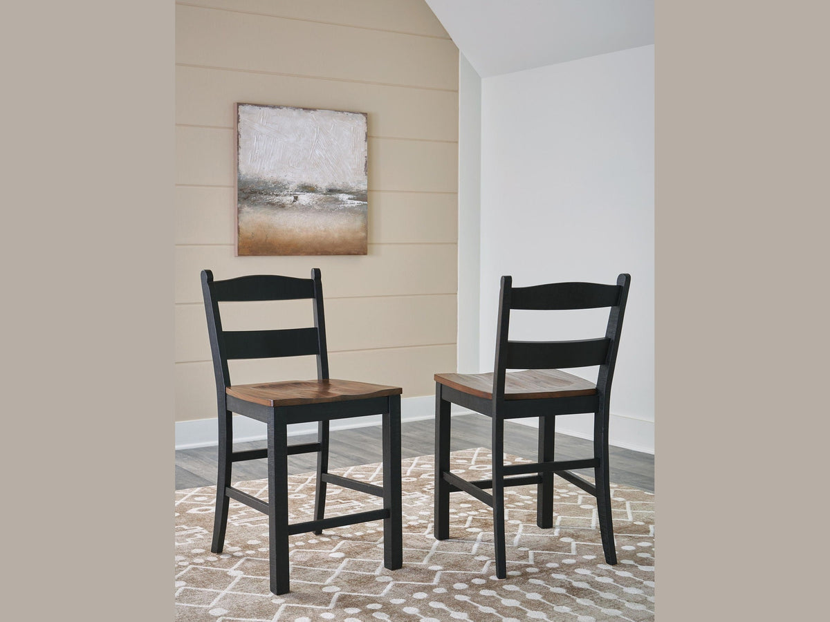 Valebeck - Barstool (Set of 2) - Black / Brown