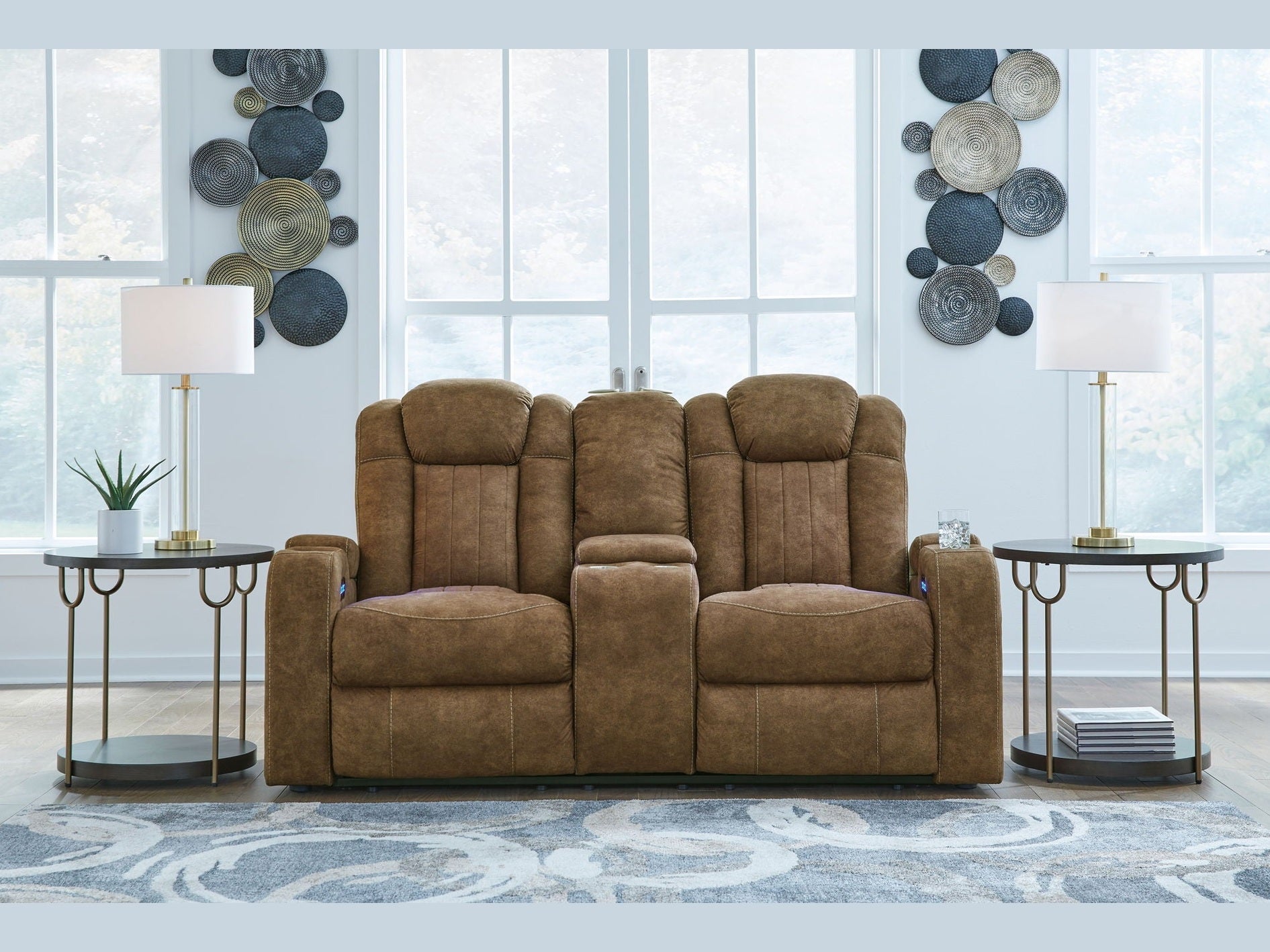 Wolfridge - Power Reclining Loveseat With Console /Adj Hdrst - Brindle