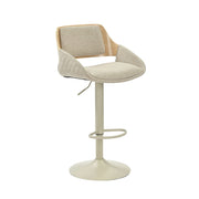 Colby - Contemporary Adjustable Swivel Stool With Curved Arm Design And Upholstered Seat - Desert Sand