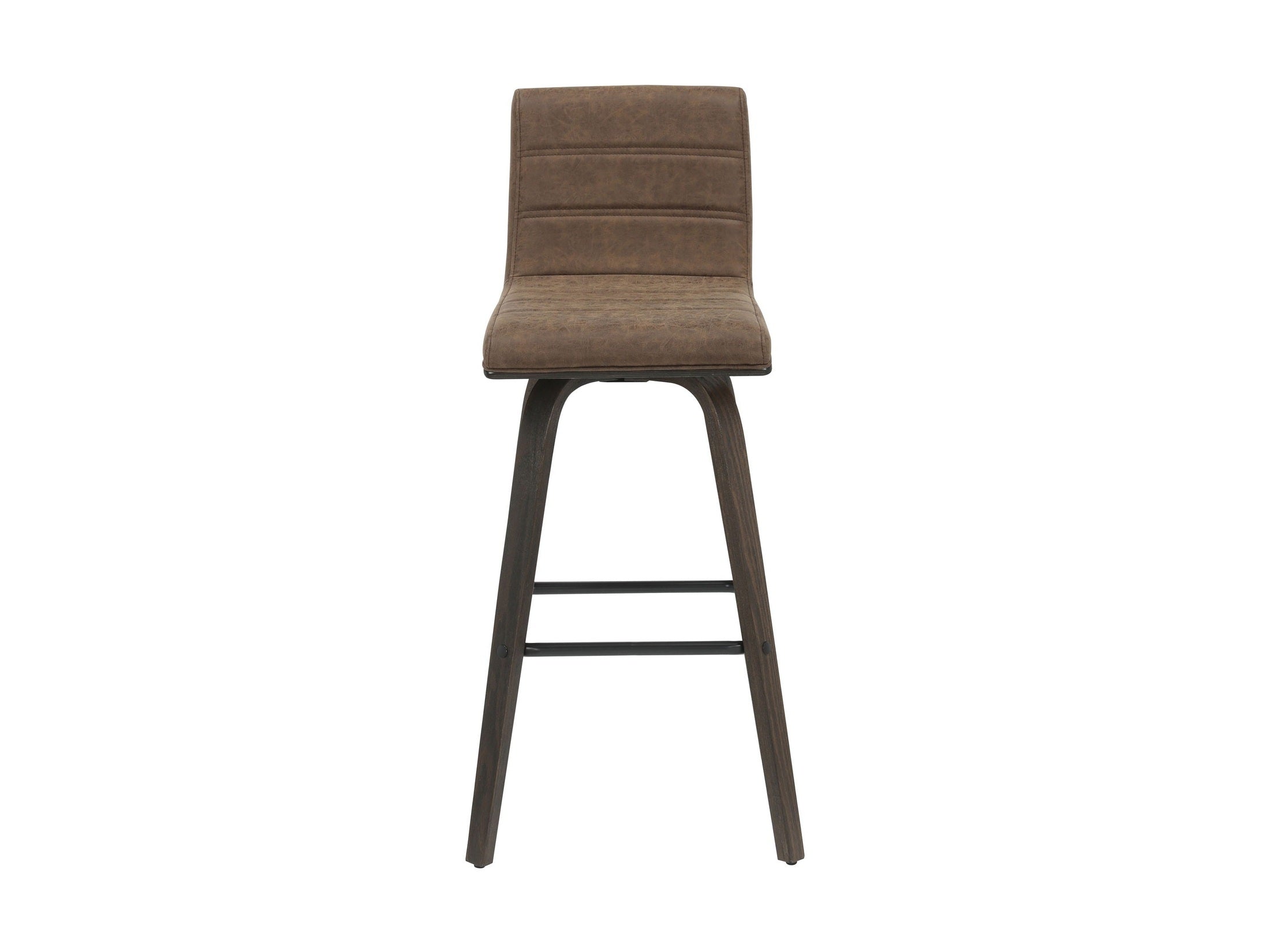 Vienna - 39.5" Swivel Bar Height Square Back Wood Bar Stool With Faux Leather Seat