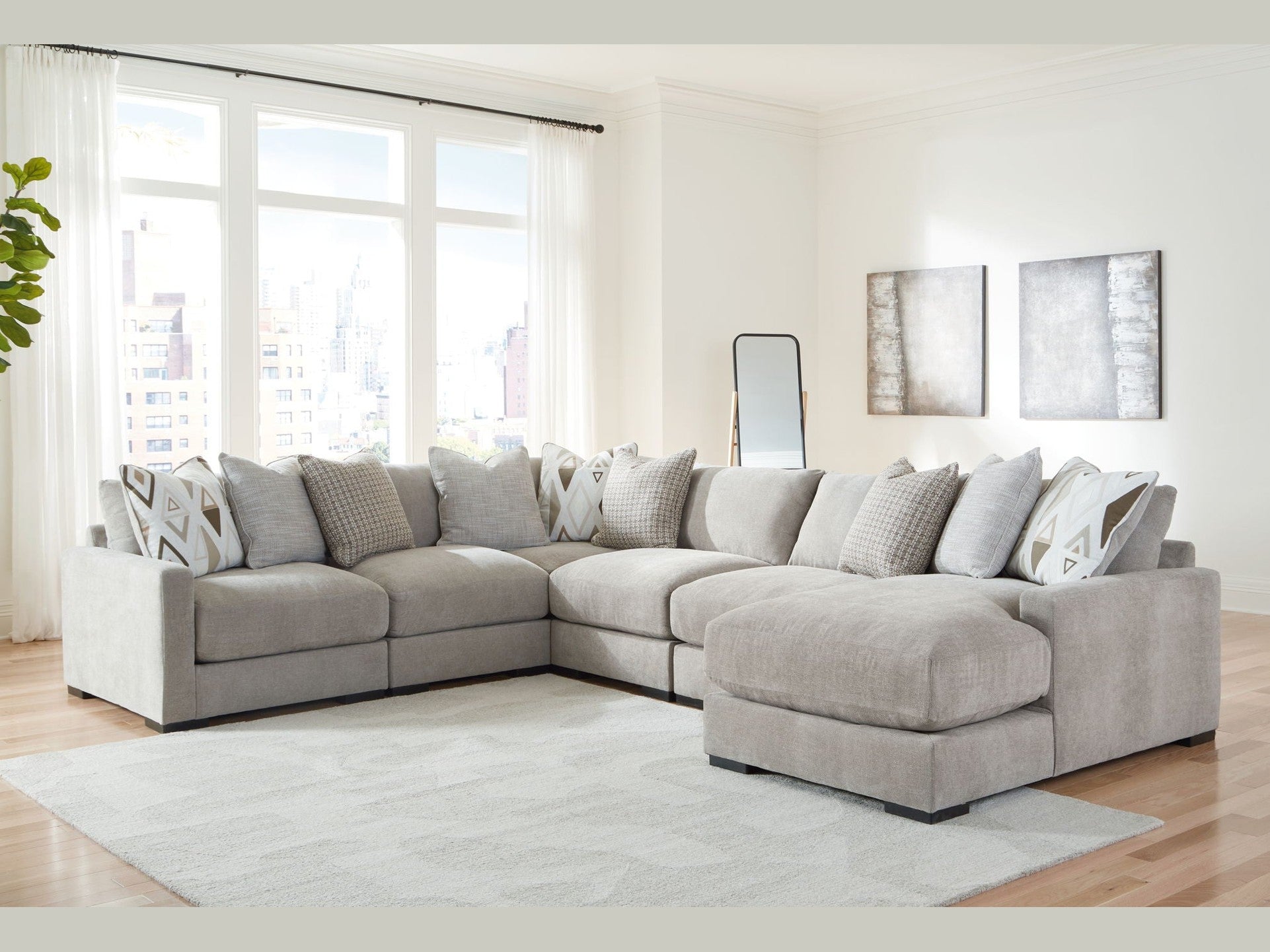 Aslan Court - Sectional With Ottoman Set