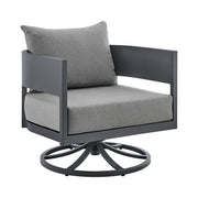 Argiope - Outdoor Patio Swivel Rocking Chair - Gray Aluminum With Cushions