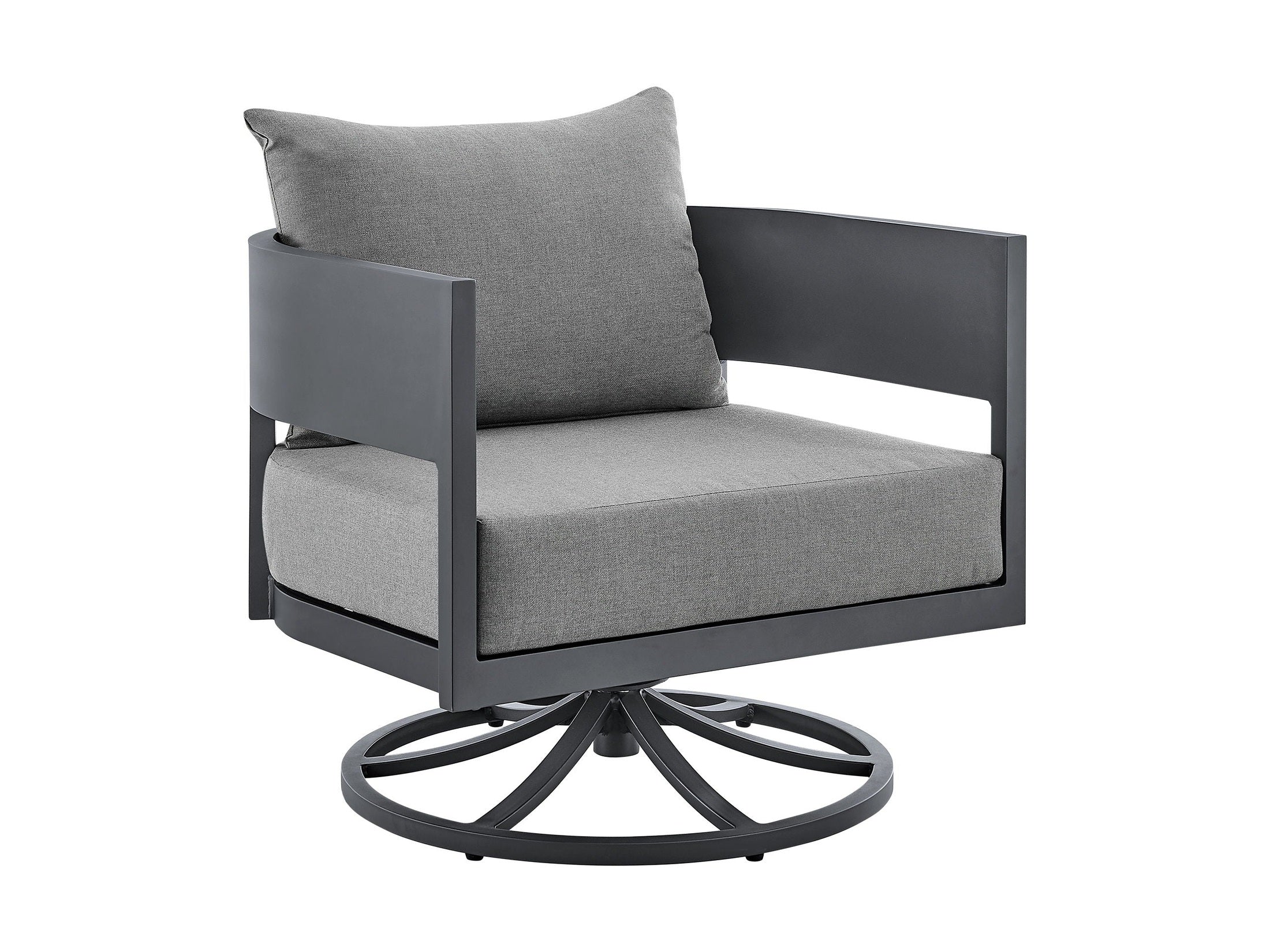 Argiope - Outdoor Patio Swivel Rocking Chair - Gray Aluminum With Cushions