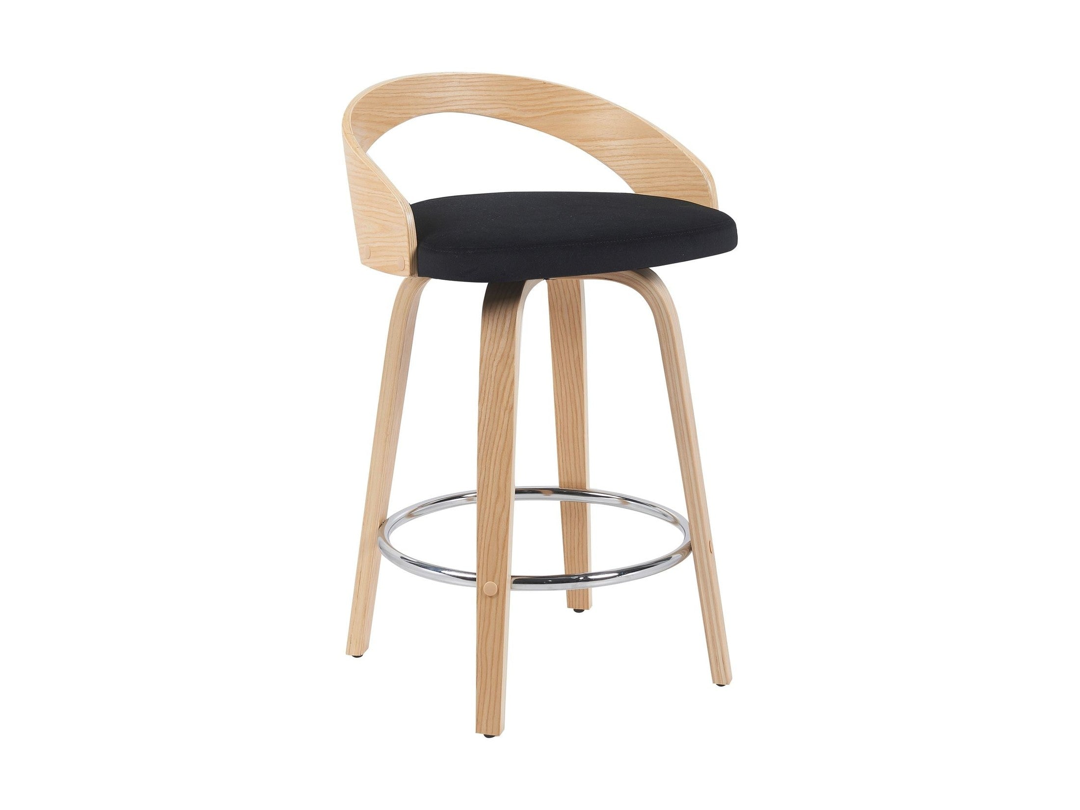 Sonia - Modern Swivel Counter Height Bar Stool - Patterned Oak Wood Finish
