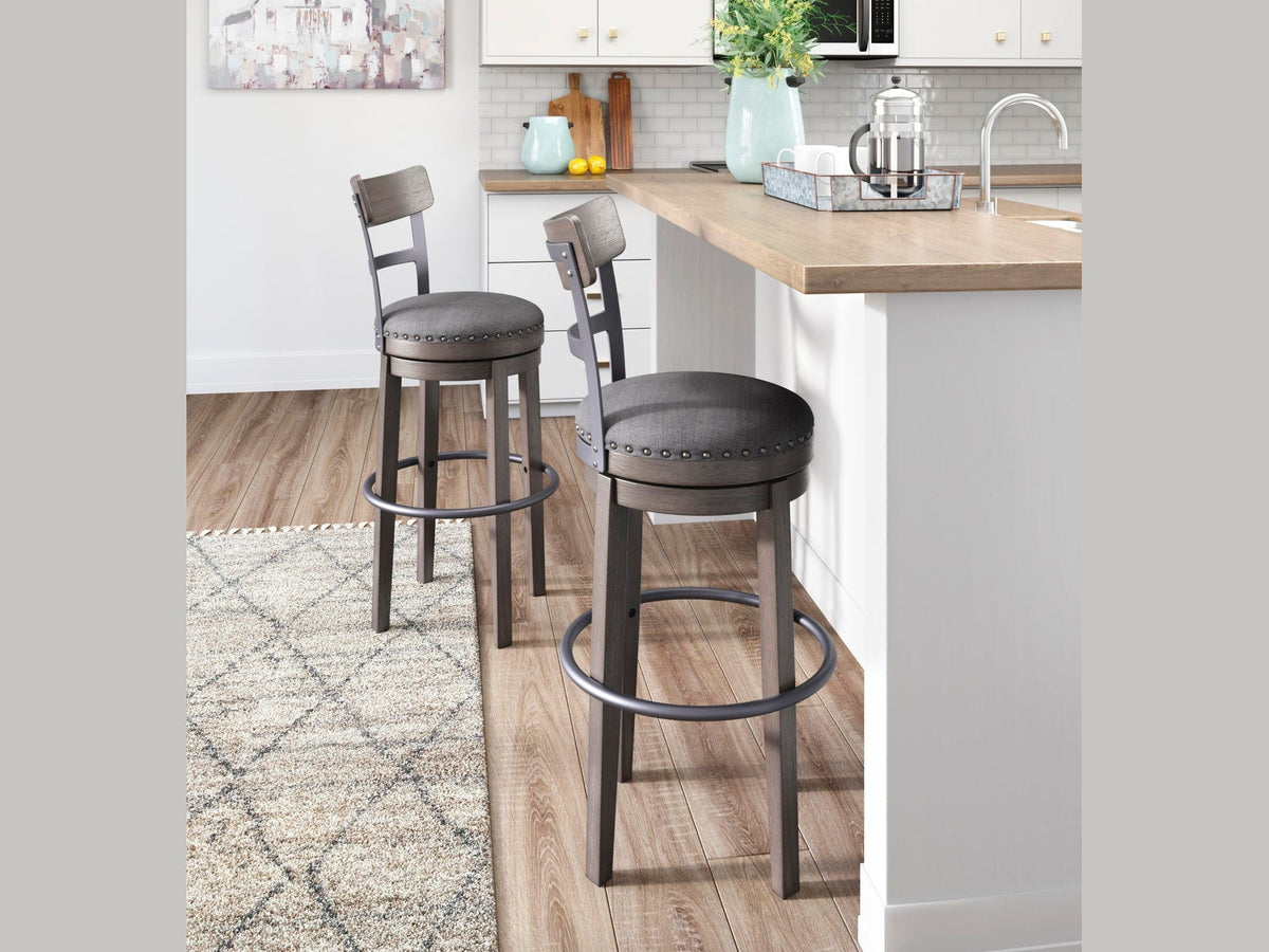 Caitbrook - Tall UPH Swivel Barstool - Gray