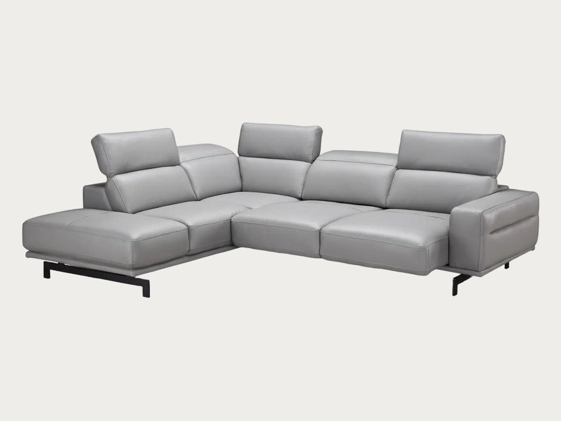 Davenport gray left-facing sectional sofa on a white background.