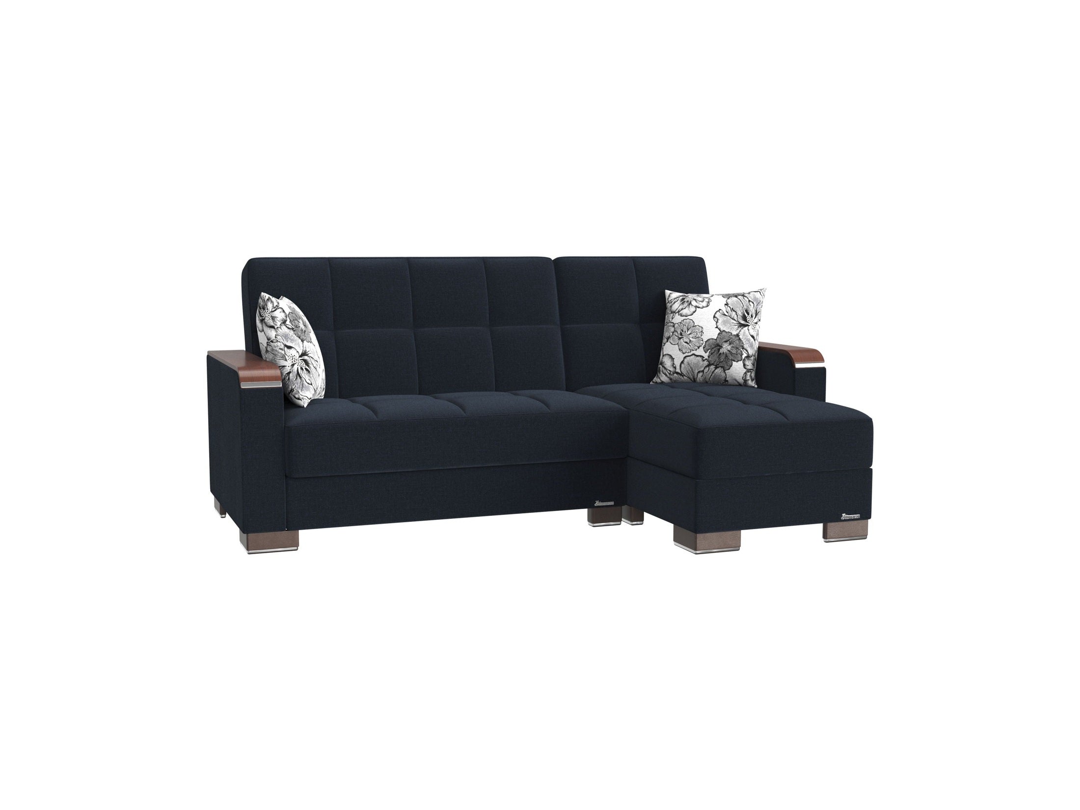 Ottomanson Armada X - Upholstered Convertible Wood Trimmed Chaise Lounge With Storage - Polyester