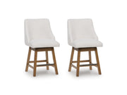 Cabalynn - Upholstered Swivel Barstool (Set of 2) - Oatmeal / Light Brown