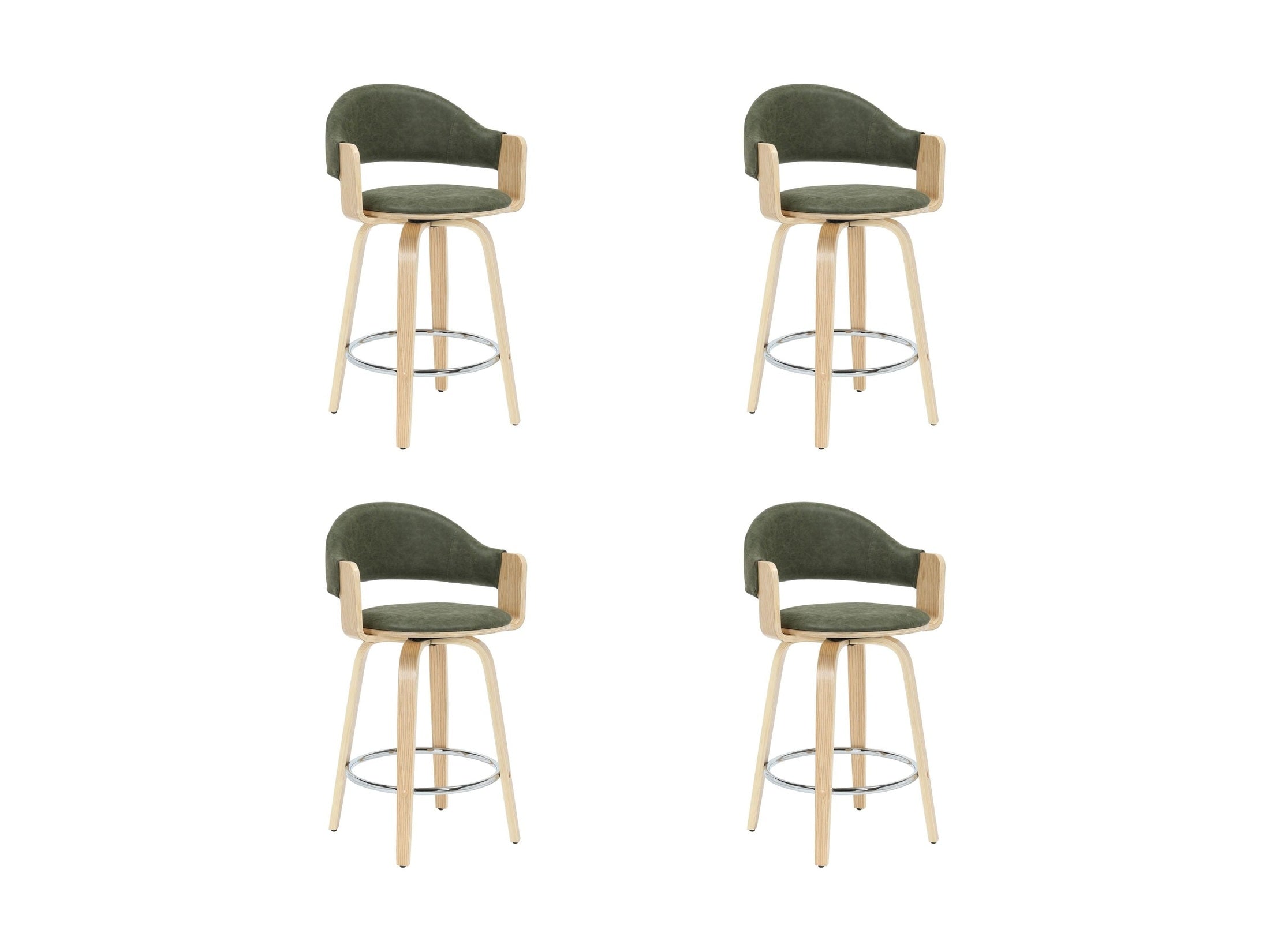 Daxton - Swivel Counter Height Round Back Wood Bar Stool With Faux Leather Seat