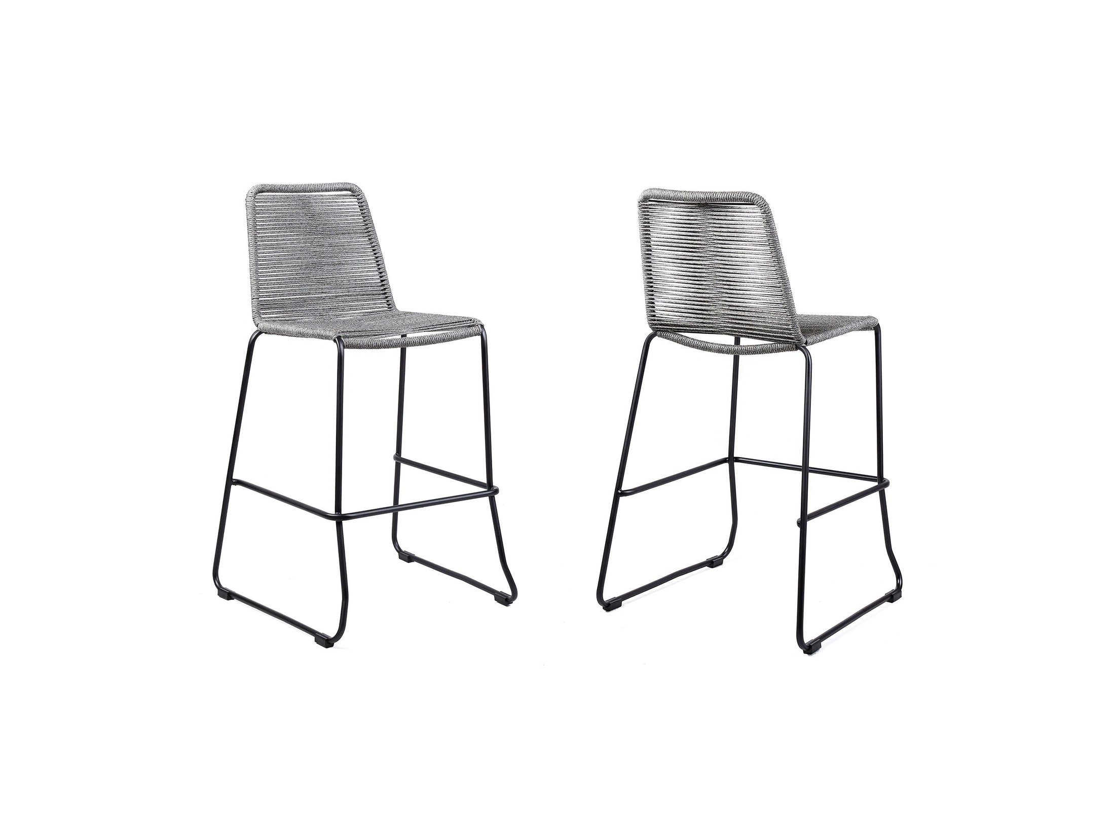 Shasta - 30" Outdoor Metal And Rope Stackable Barstool