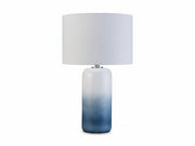 Lemrich table lamp with a gradient blue base and white shade on a white background.