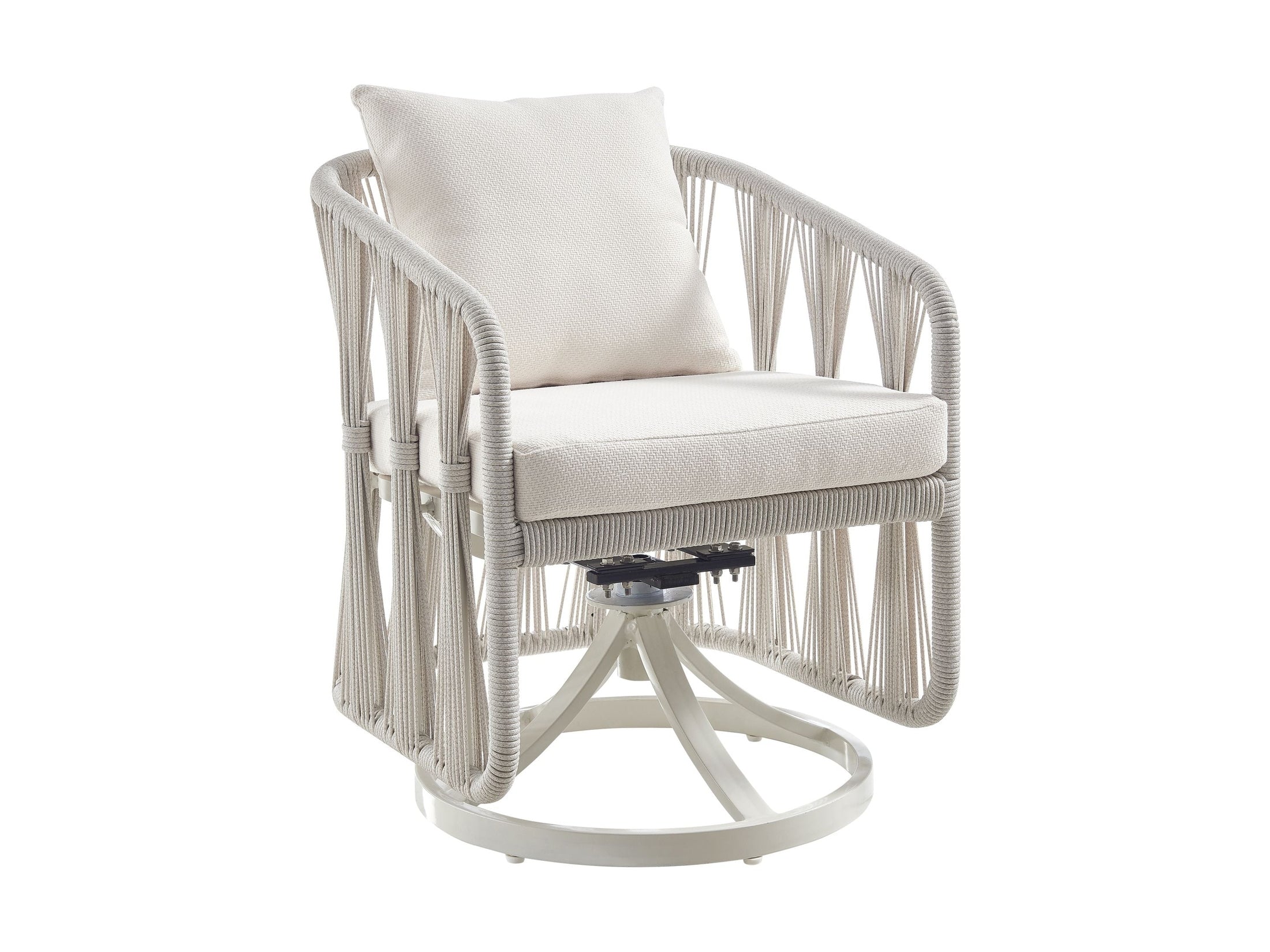 Breeze - Cream Metal Outdoor Swivel Dining Chair With Cushions - Pearl