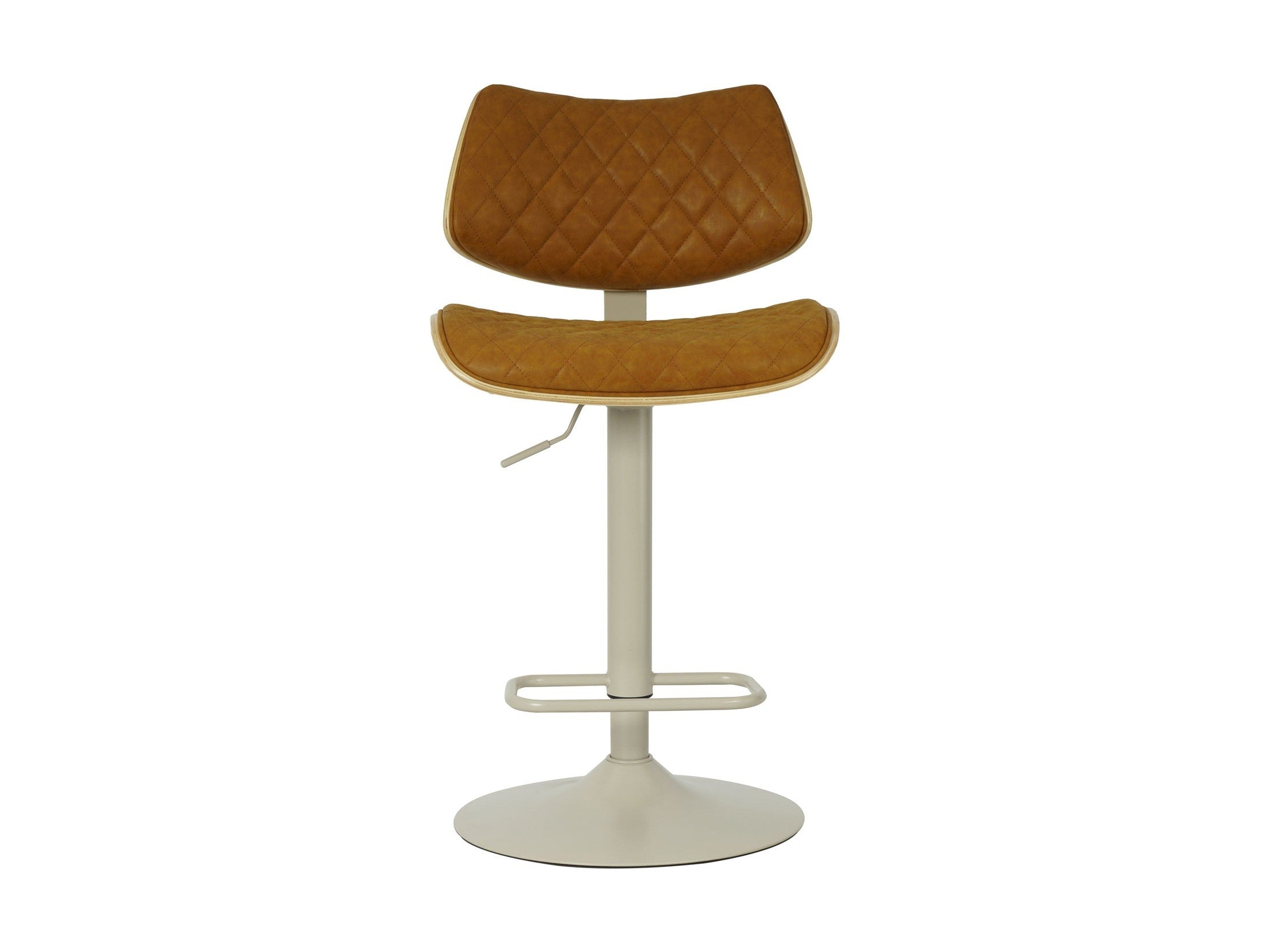 Leland - Adjustable Swivel Curved Back Wood Bar Stool With Faux Leather Seat