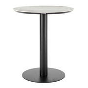 Jazmin - 40" Outdoor Round Sintered Stone Bar Table With Aluminum Pedestal Base - Black / White