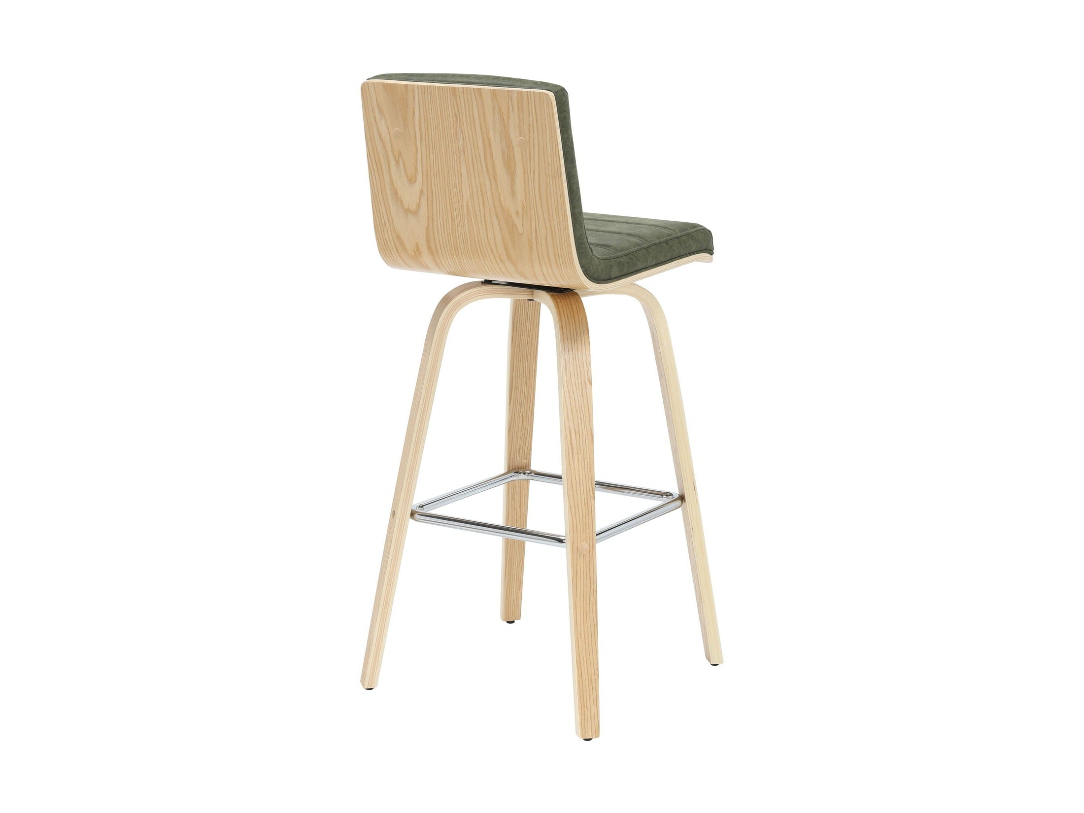 Vienna - 39.5" Swivel Bar Height Square Back Wood Bar Stool With Faux Leather Seat
