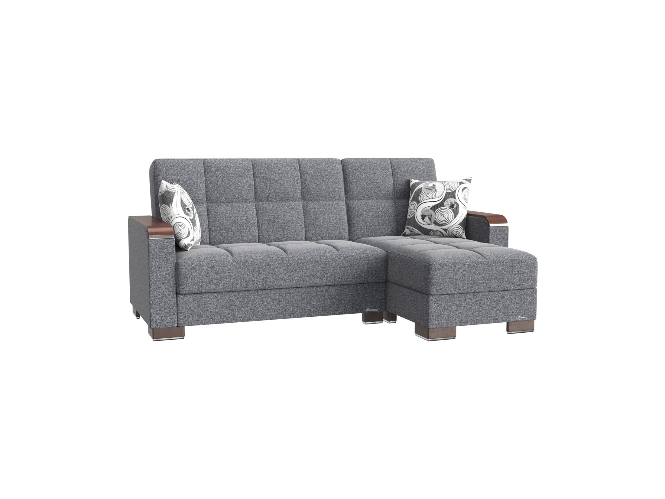 Ottomanson Armada X - Upholstered Convertible Wood Trimmed Chaise Lounge With Storage - Polyester