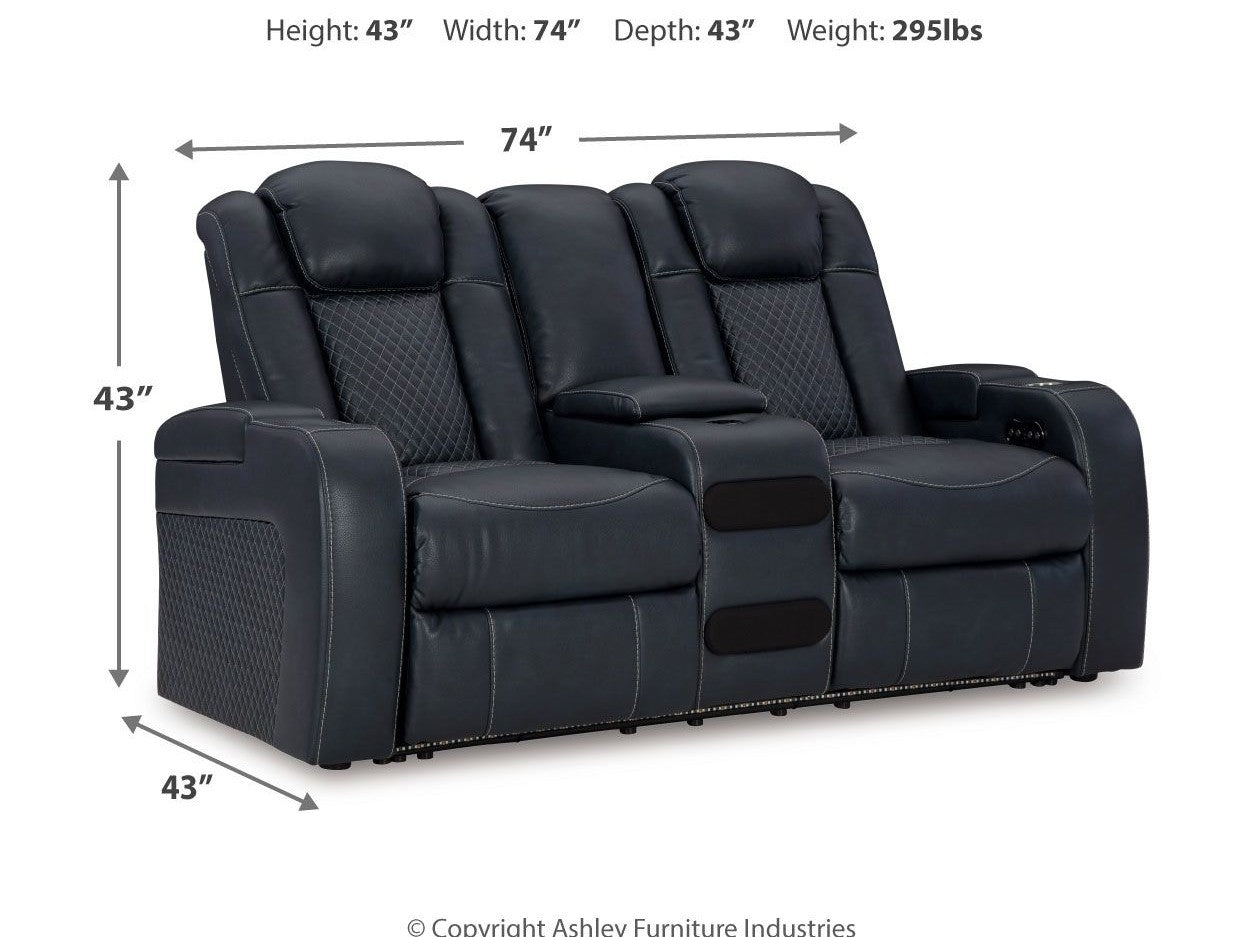 Fyne-dyme - Power Reclining Loveseat With Console/Adj Hdrst