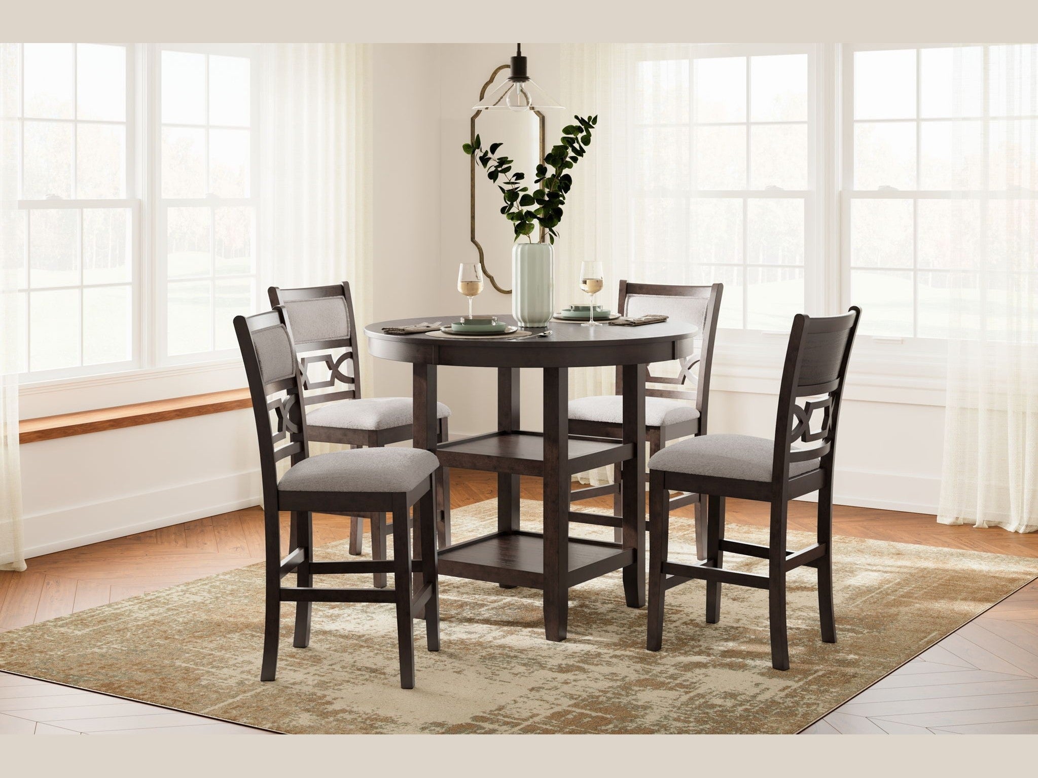 Langwest - Dining Room Counter Table Set (Set of 5) - Brown