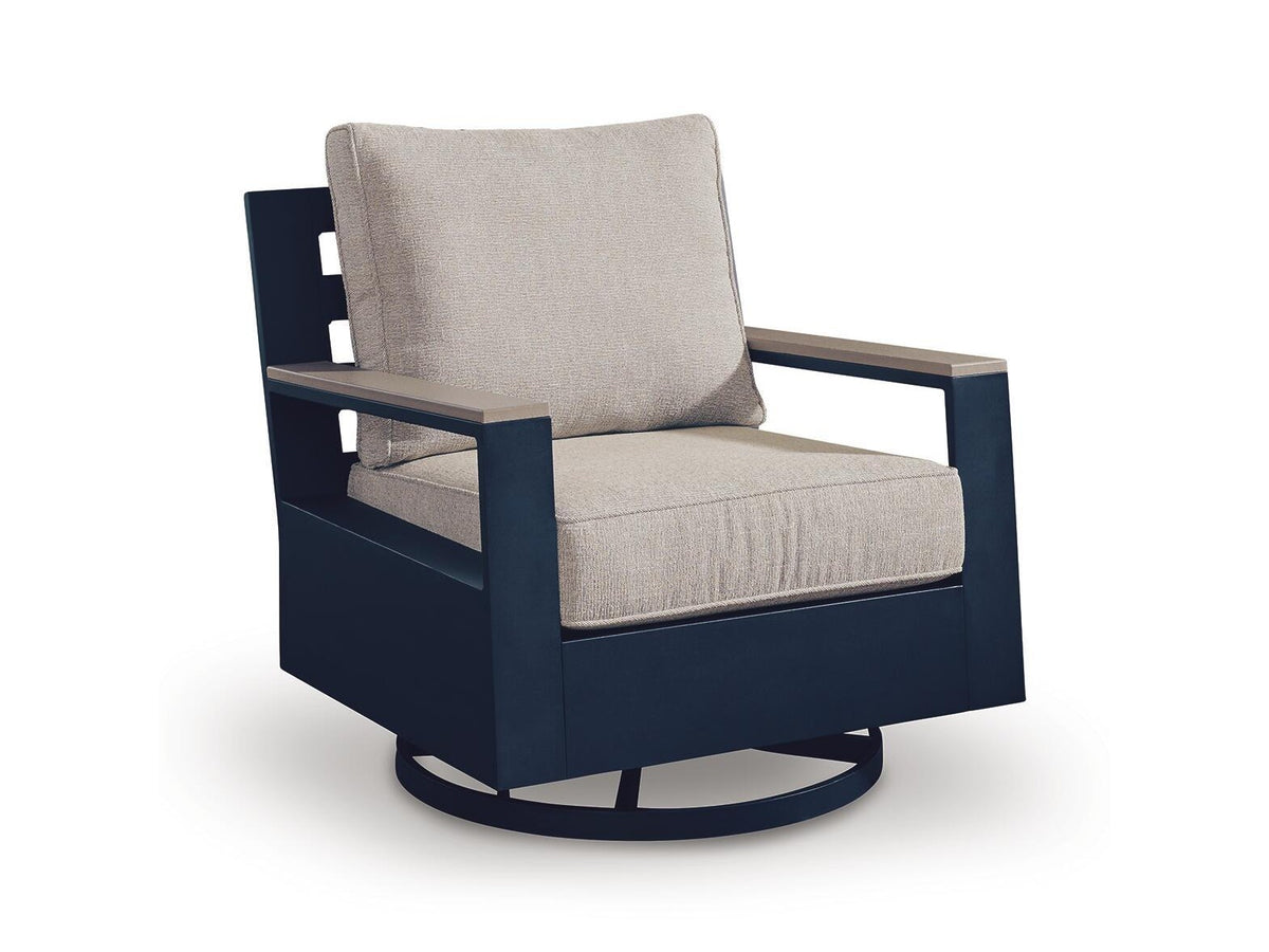 East Beach - Swivel Glider Chair With Cushion - Blue
