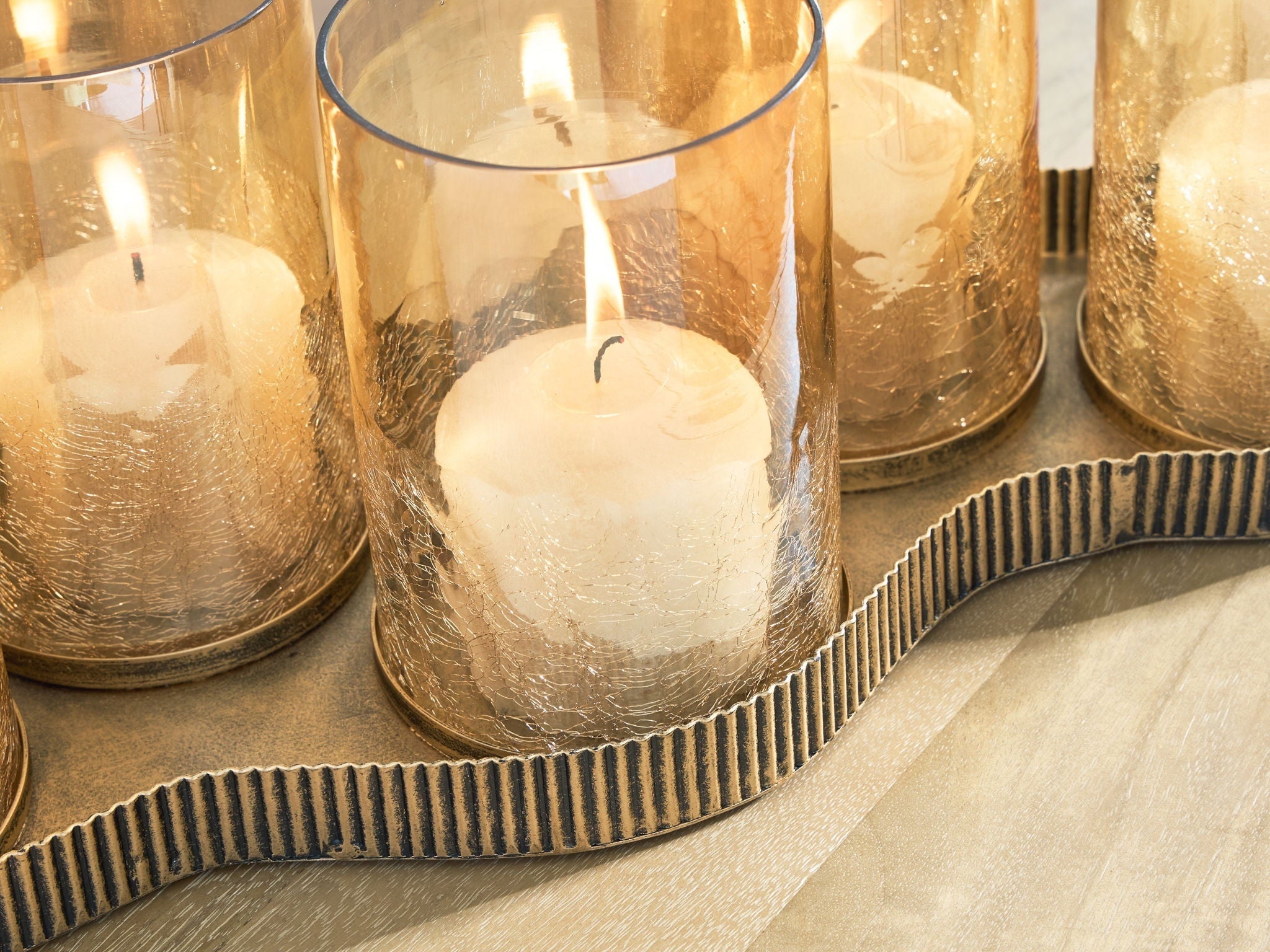 Evereton - Candle Holder - Antique Gold Finish