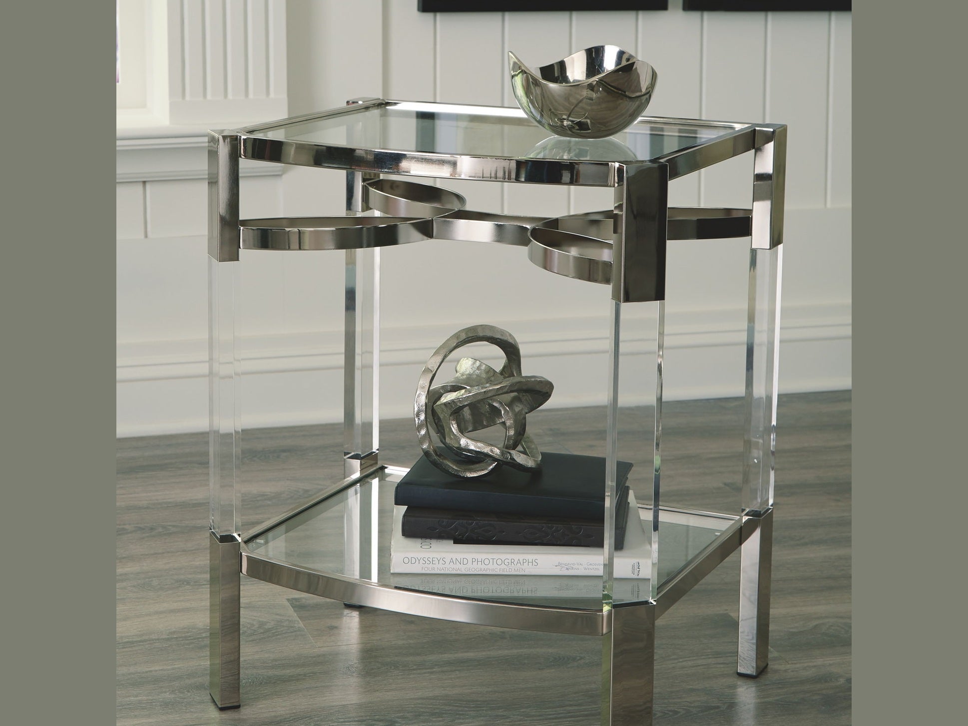Chaseton - Accent Table - Clear / Silver Finish
