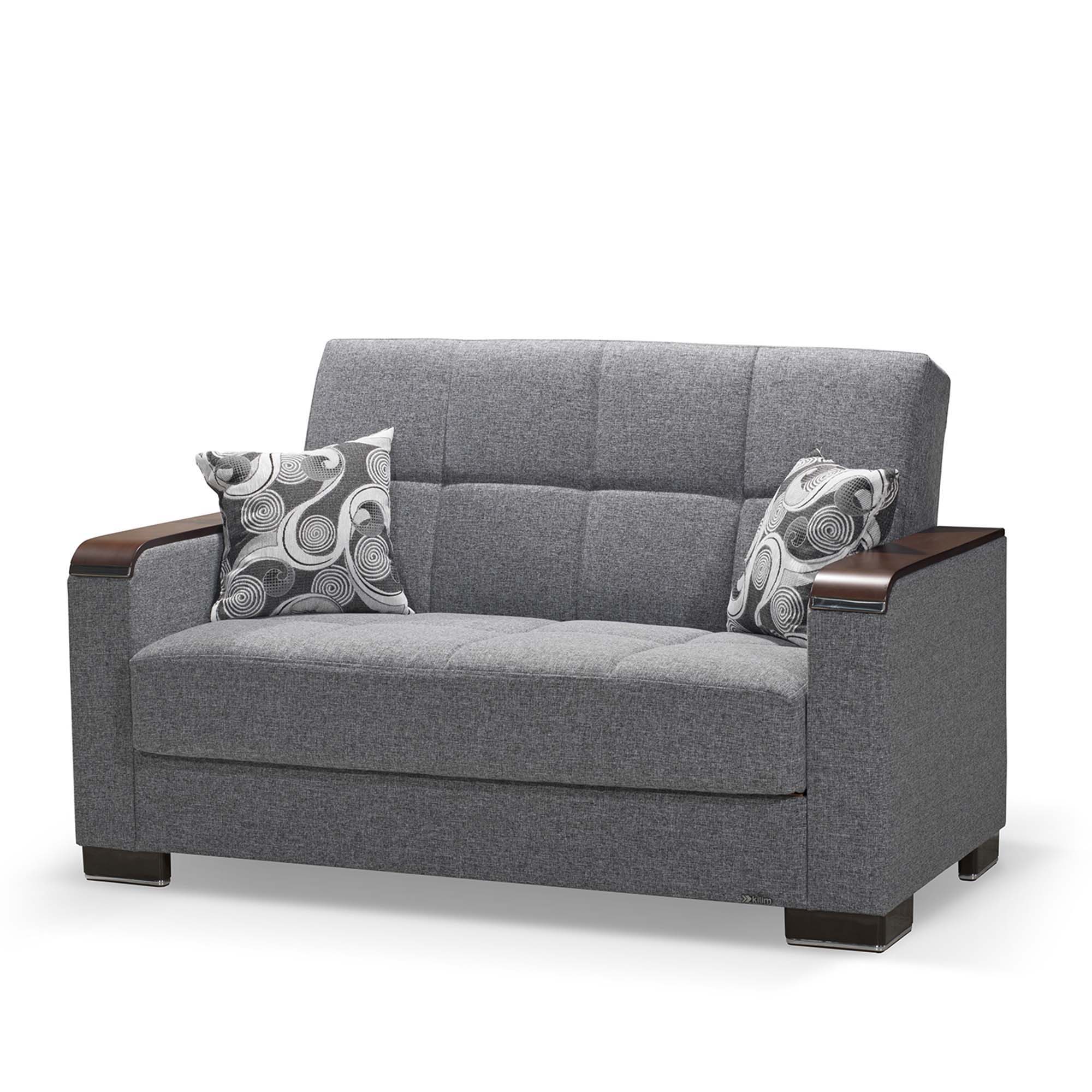 Ottomanson Armada X - Upholstered Convertible Wood Trimmed Loveseat With Storage - Polyester