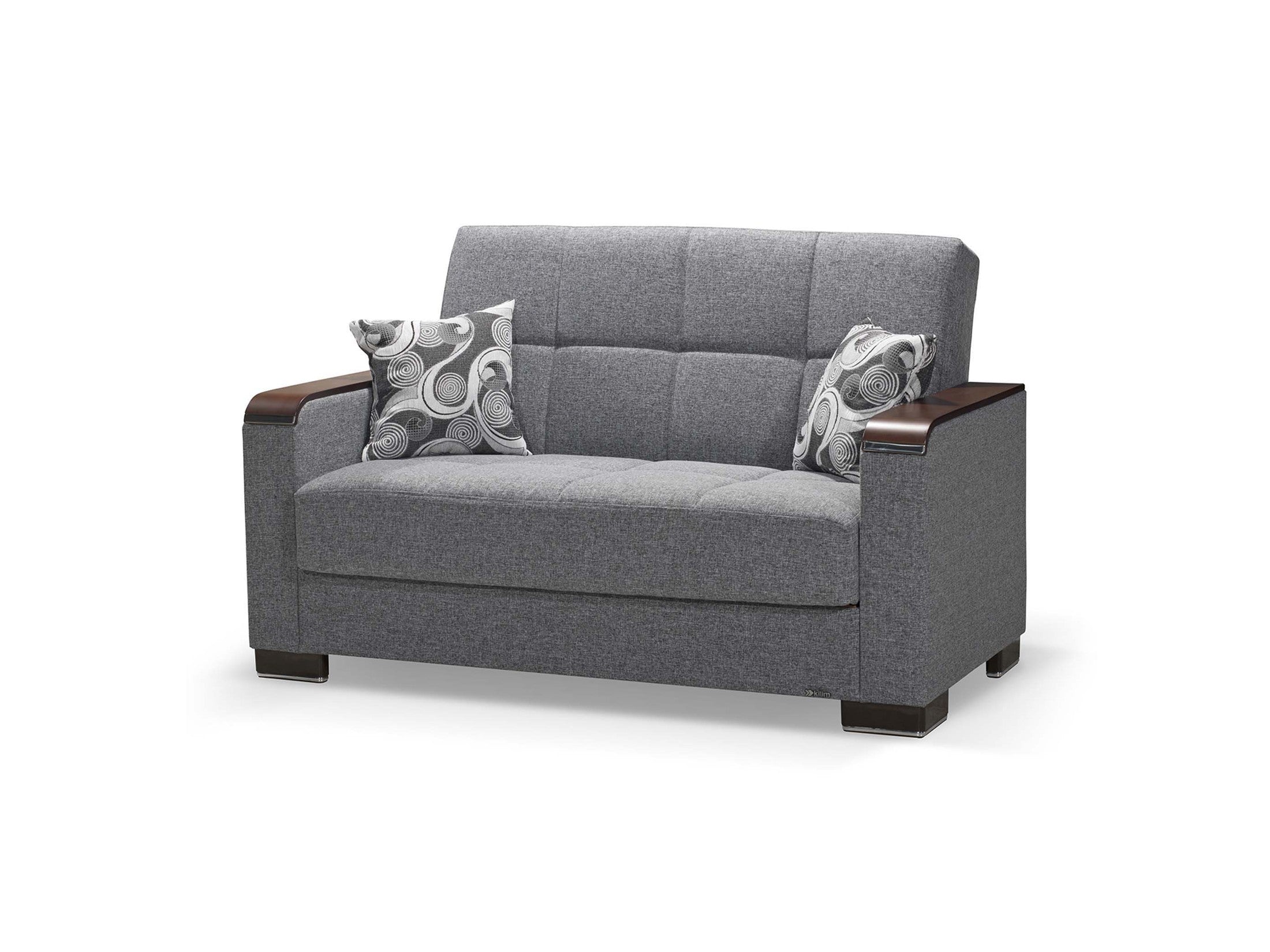 Ottomanson Armada X - Upholstered Convertible Wood Trimmed Loveseat With Storage - Polyester