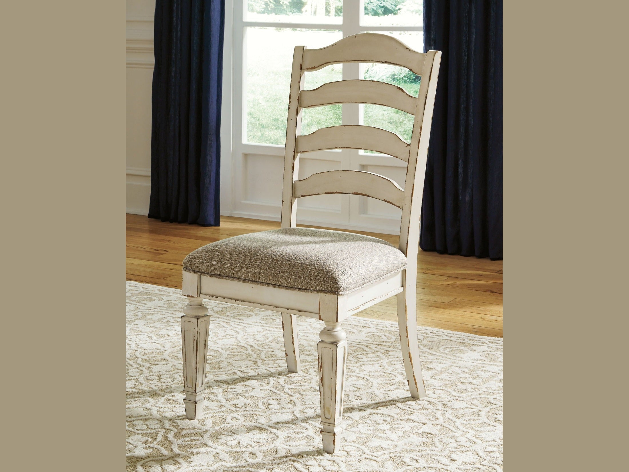 Realyn - Dining UPH Side Chair (Set of 2) - Ladderback - Chipped White
