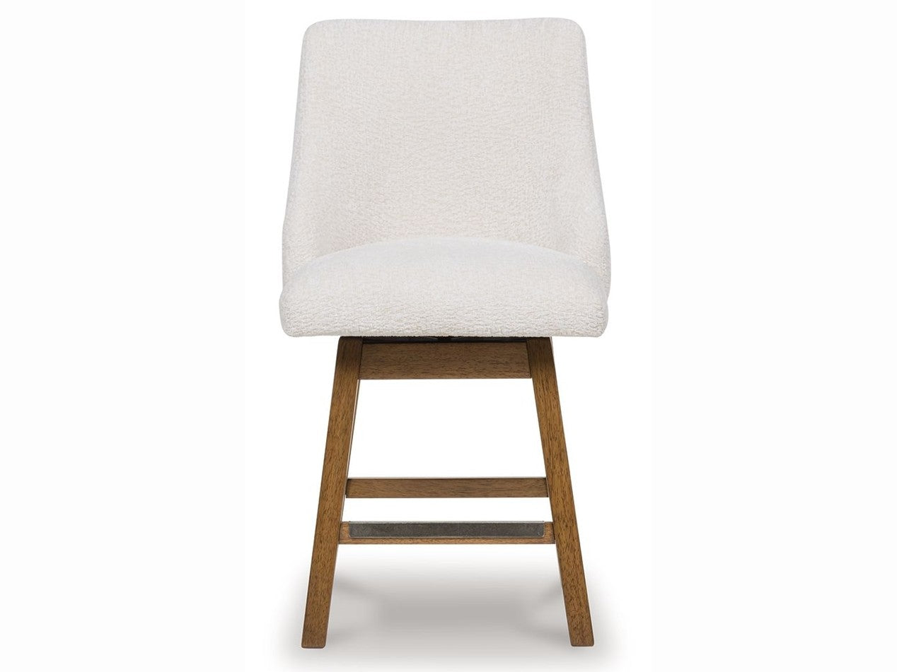 Cabalynn - Upholstered Swivel Barstool (Set of 2) - Oatmeal / Light Brown