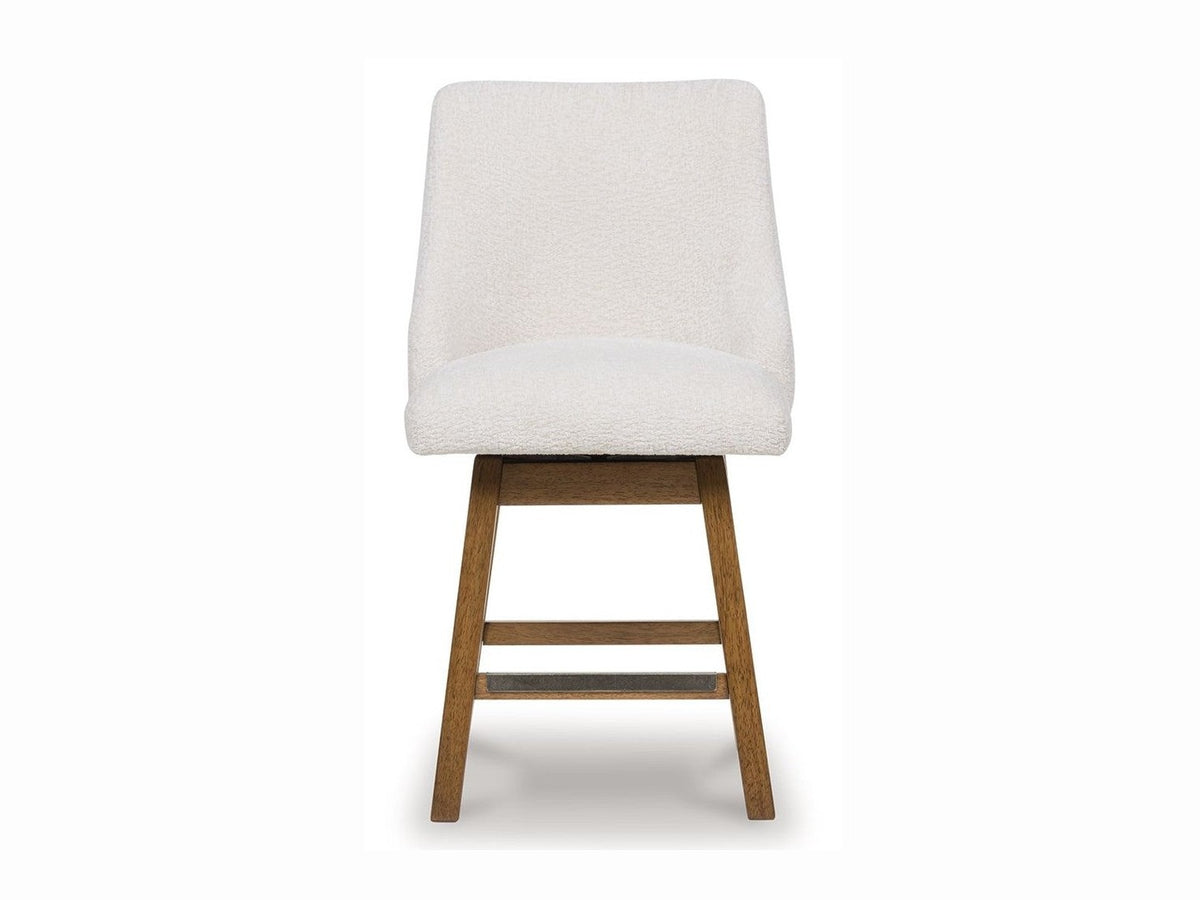 Cabalynn - Upholstered Swivel Barstool (Set of 2) - Oatmeal / Light Brown