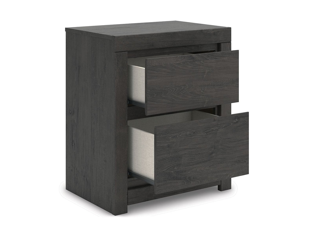 Fraluna - Two Drawer Night Stand - Charcoal