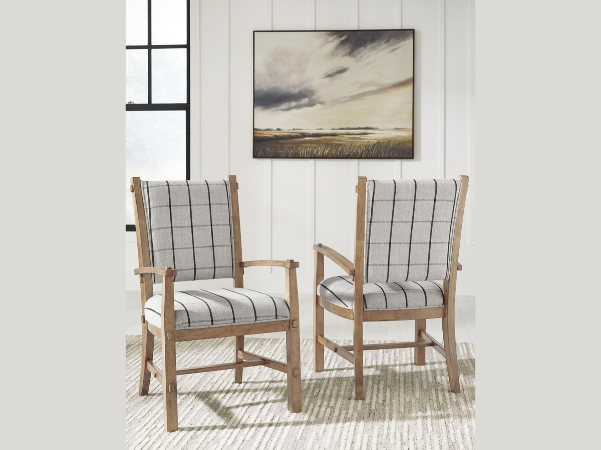 Ridgester - Dining Upholstered Arm Chair (Set of 2) - Light Brown