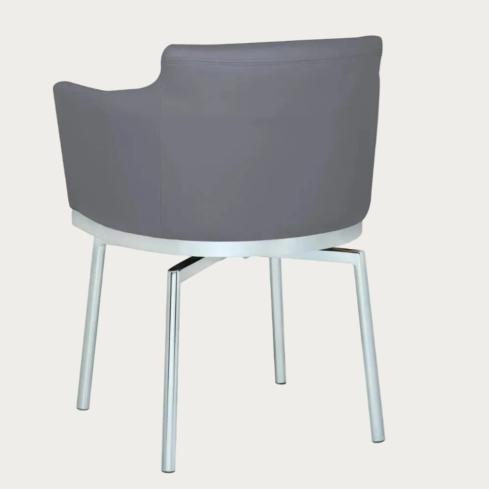 Dusty gray armchair with white base on a white background