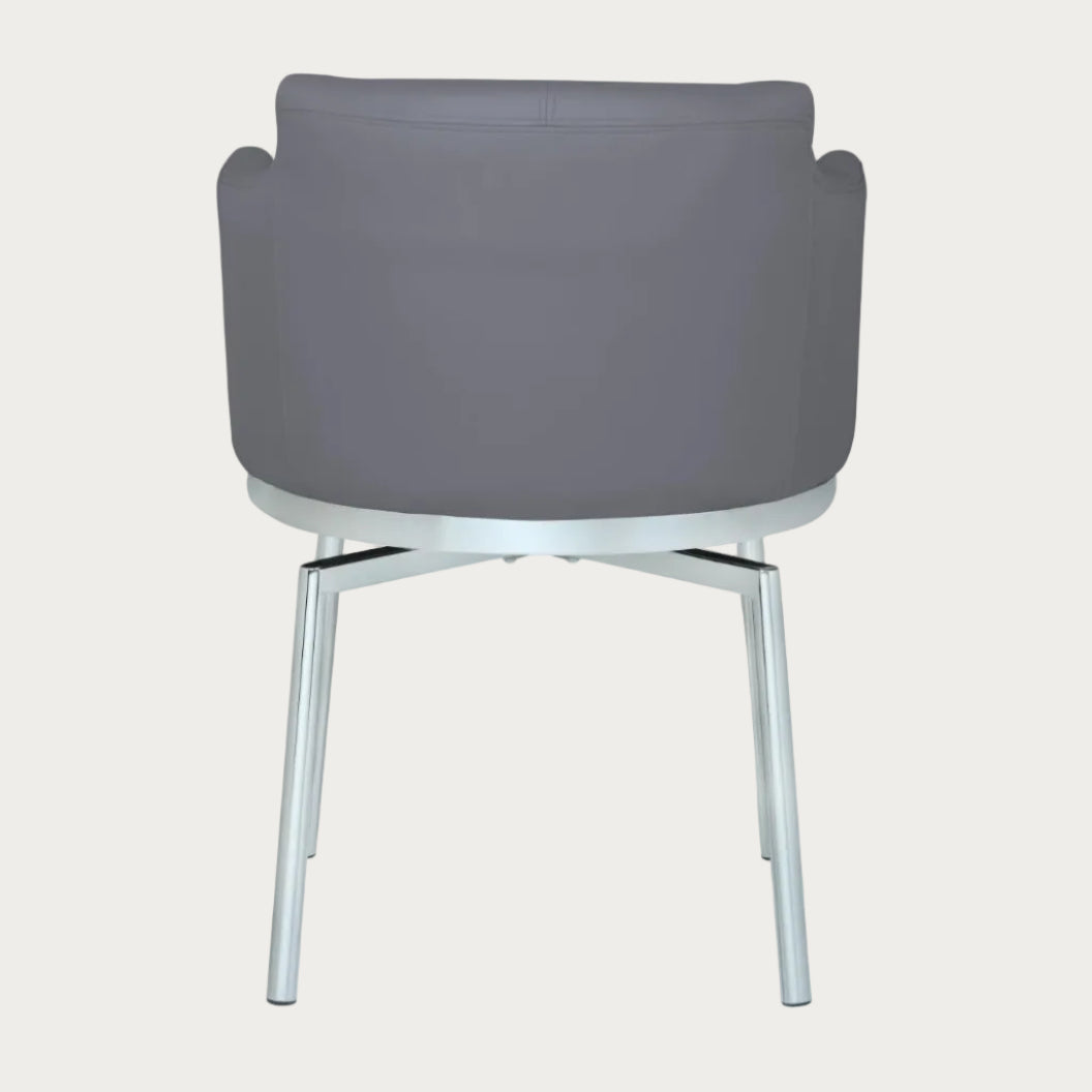 Dusty gray armchair with metal legs on a white background