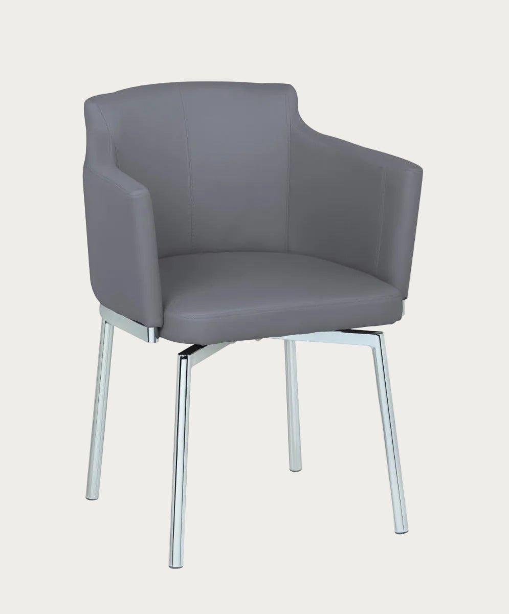 Dusty gray armchair with chrome legs on a white background