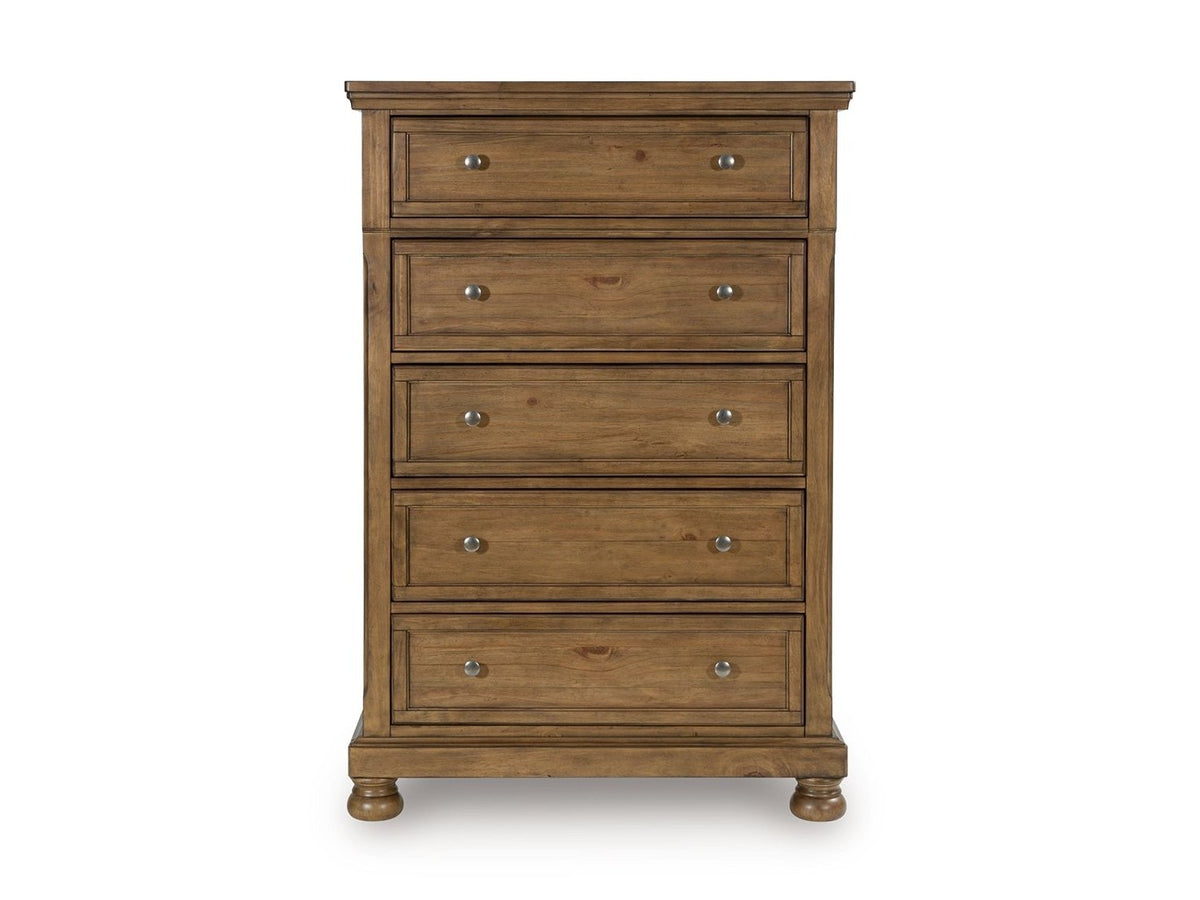 Feddinger - Five Drawer Chest - Medium Brown