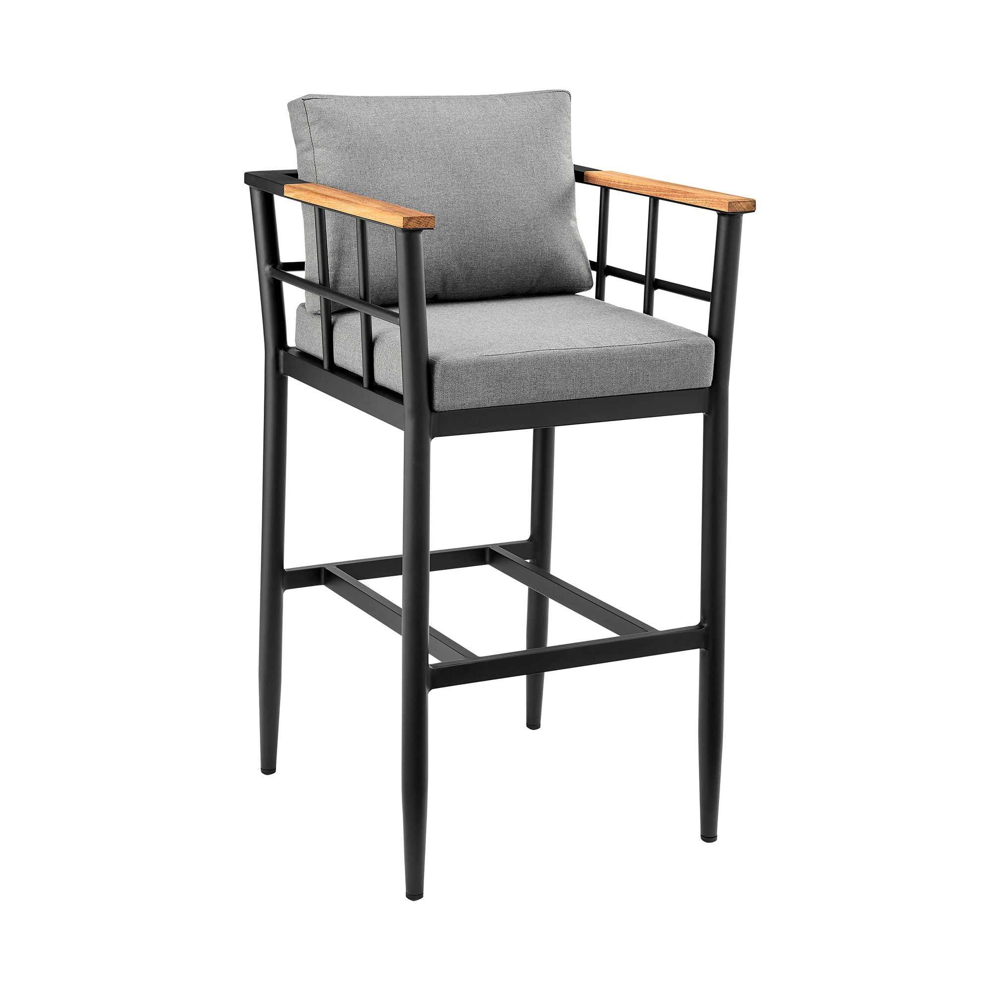 Orlando - 5 Piece Bar Outdoor Patio Table Set With Cushions - Gray