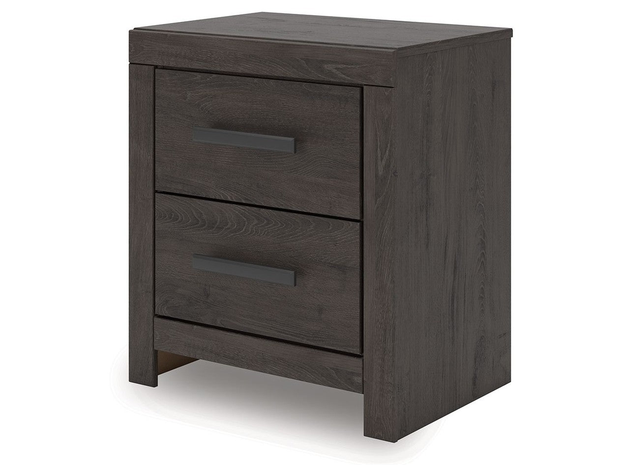 Prendonea - Two Drawer Night Stand - Charcoal