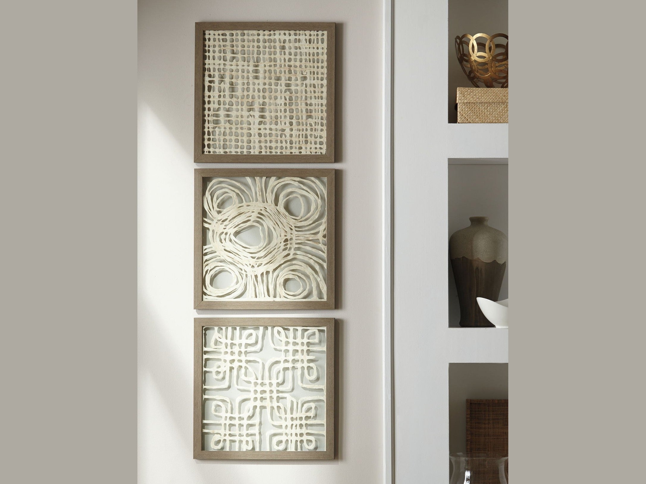 Odella - Wall Decor Set (Set of 3) - Cream / Taupe